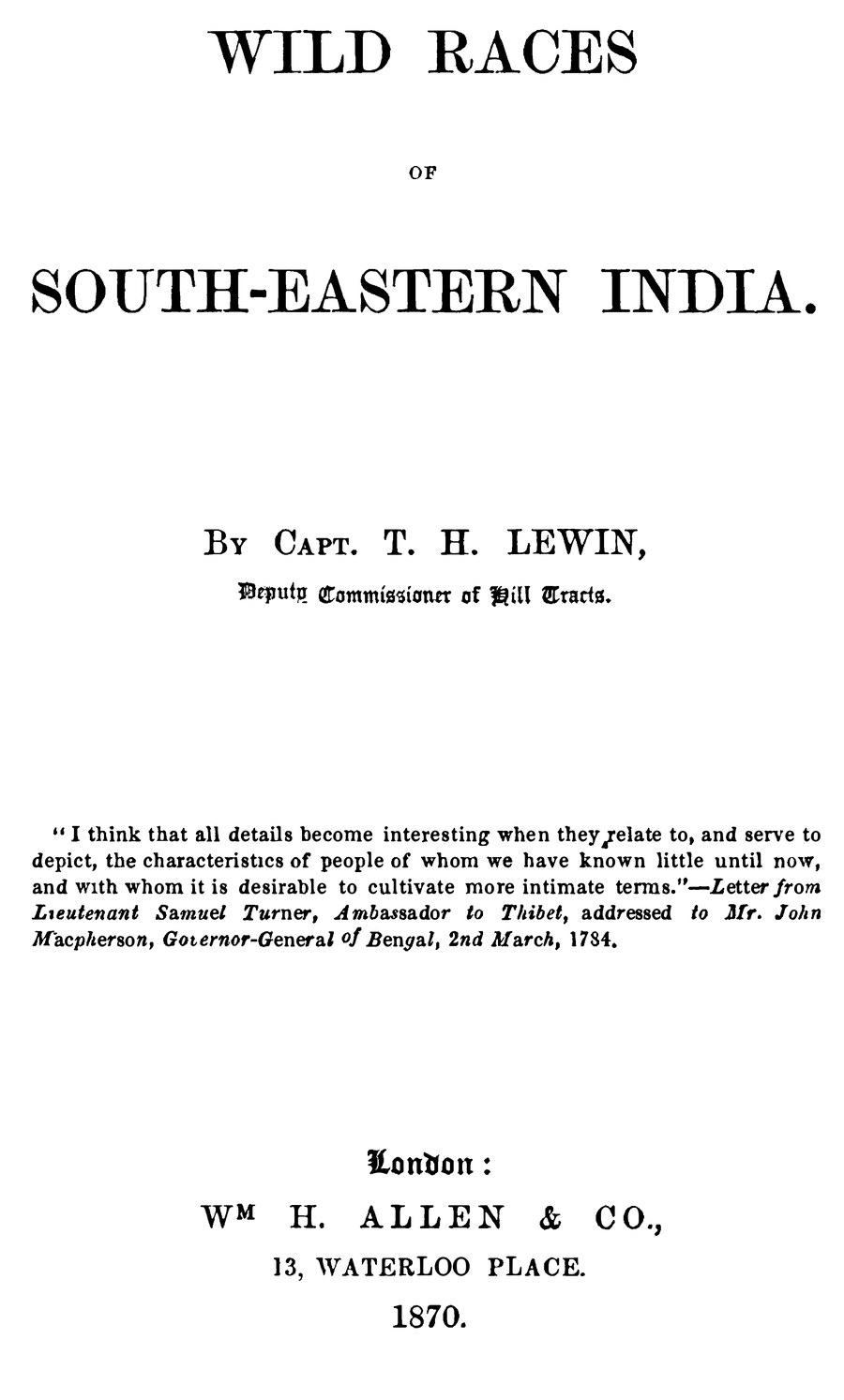 Cover of Wild Races of South-Eastern India by Capt. T. H. Lewin
